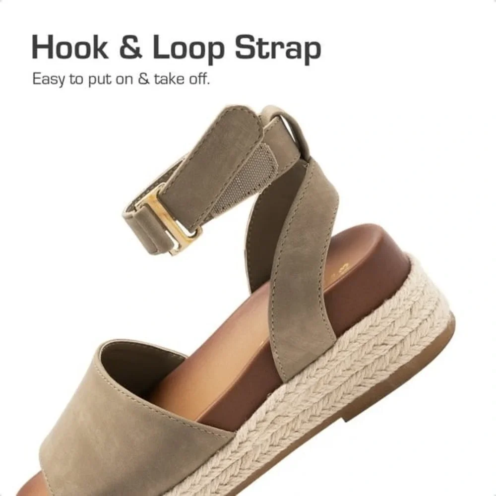 Dream Pairs Girls Taupe Flatform Wedge Espadrille Sandals KKUMWS2501 Size 2 NEW